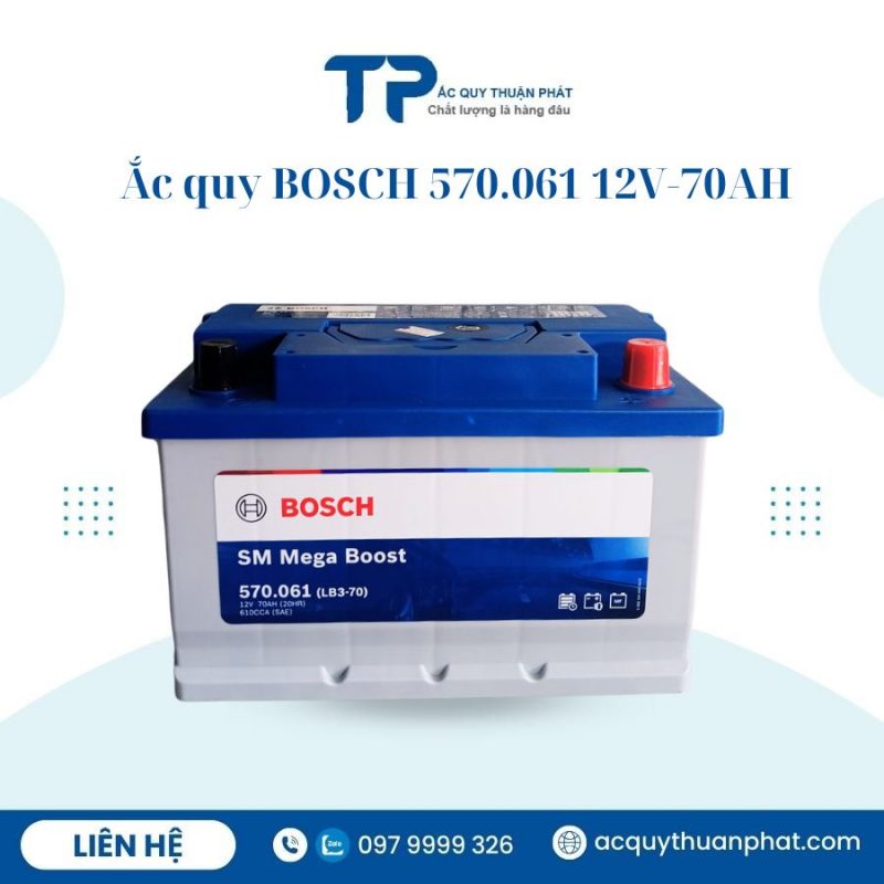 Ắc quy BOSCH DIN570.061 12V-70AH chính hãng