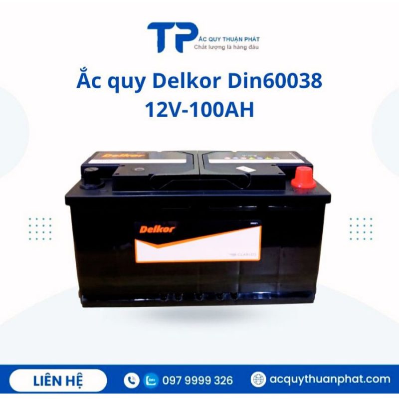 Ắc quy Delkor Din60038 12V-100AH chính hãng