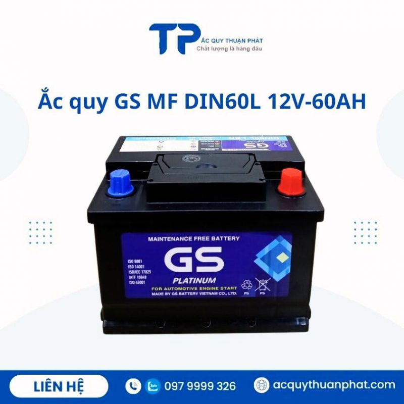 Ắc quy GS MF DIN60L 12V-60AH chính hãng