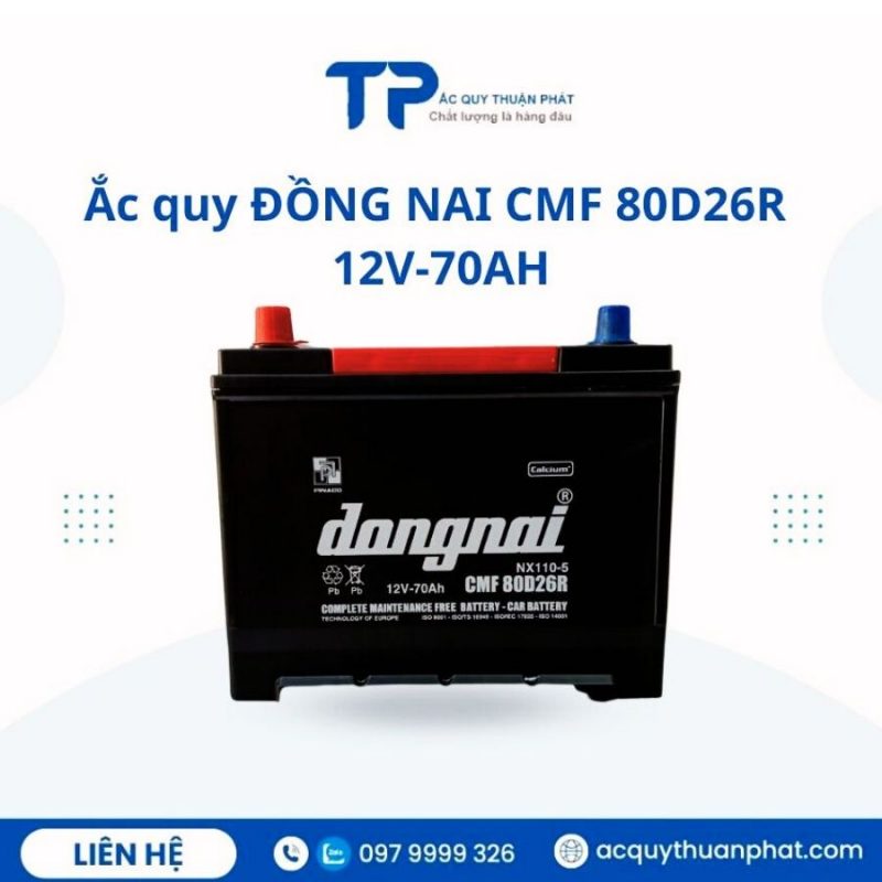 Ắc quy ĐỒNG NAI CMF 80D26R 12V-70AH chính hãng