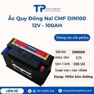 Ắc quy Đồng Nai CMF DIN100 12V - 100AH miễn bảo dưỡng