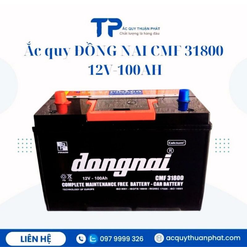 Ắc quy ĐỒNG NAI CMF 31800 12V-100AH chính hãng