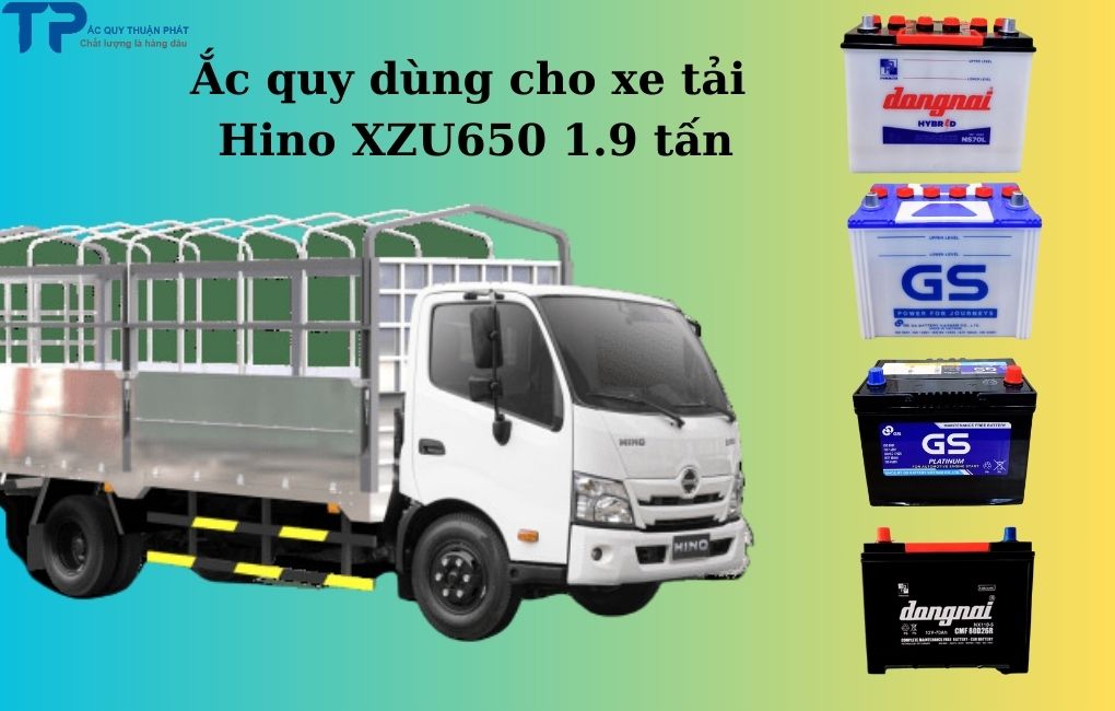 Ắc quy dùng cho xe tải Hino XZU650 1 tấn 9