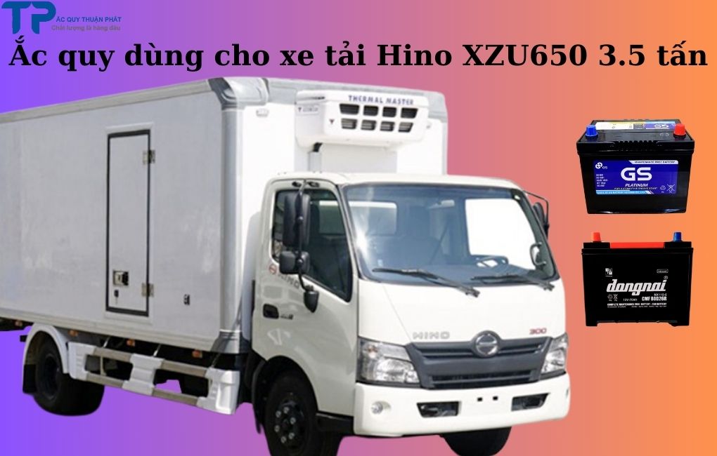 Ắc quy dùng cho xe tải Hino XZU650 3.5 tấn