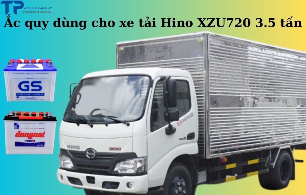 Ắc quy dùng cho xe tải Hino XZU720 3.5 tấn