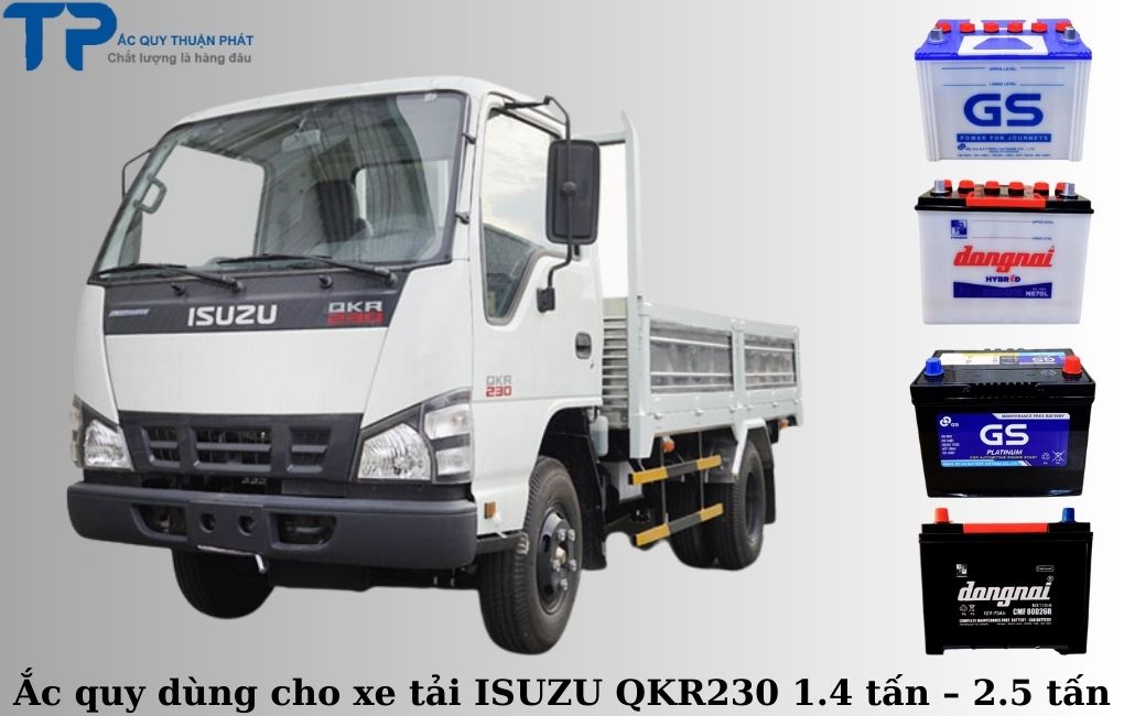 Ắc quy dùng cho xe tải ISUZU QKR230 1.4 tấn – 2.5 tấn