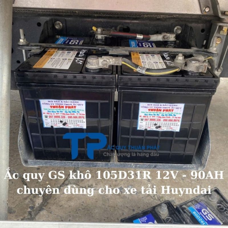 Ắc quy GS khô 105D31R 12V - 90AH chuyên dùng cho xe tải Huyndai