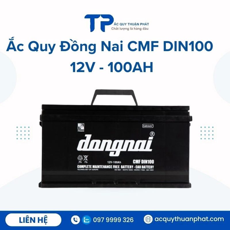 Ắc quy Đồng Nai CMF DIN100 12V - 100AH chính hãng