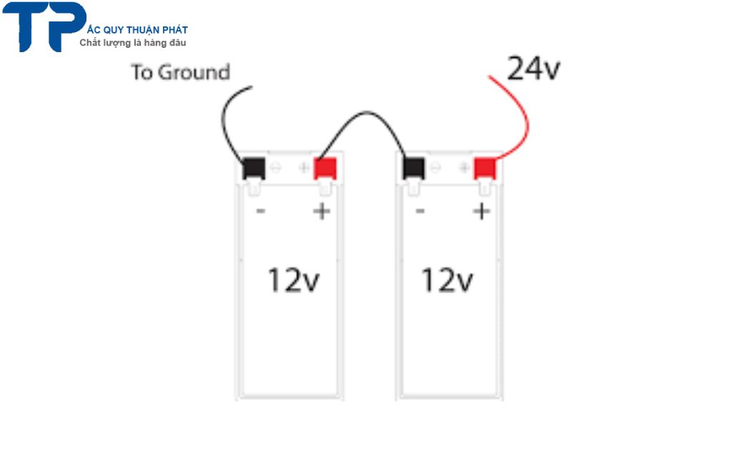 Đấu hai bình ắc quy mắc nối tiếp 24V