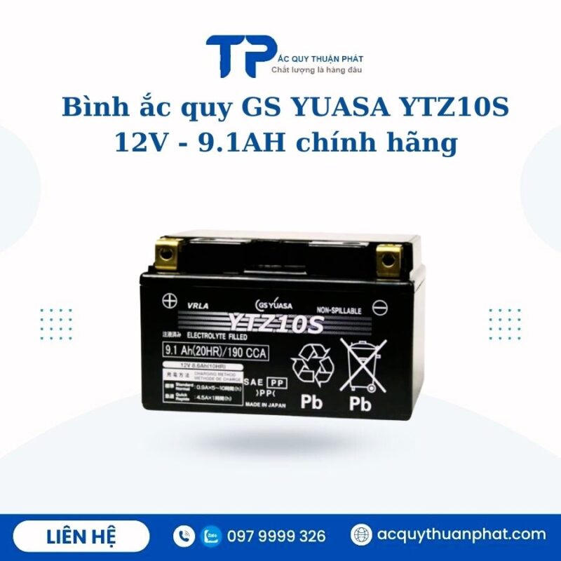 Bình ắc quy GS YUASA YTZ10S 12V - 9.1AH chính hãng