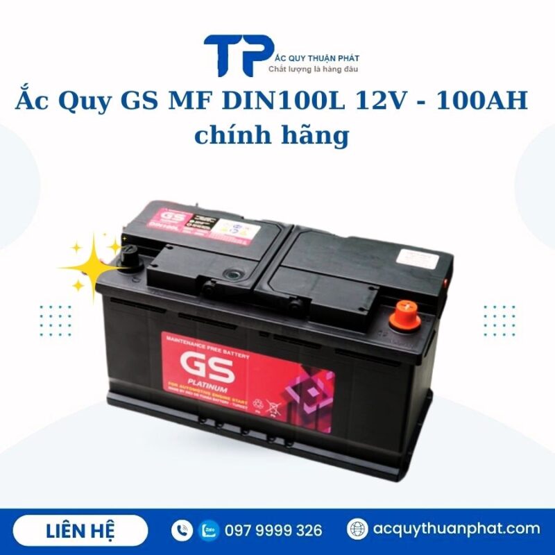 Ắc quy GS MF LN5 DIN100L 12V - 100AH cọc chìm