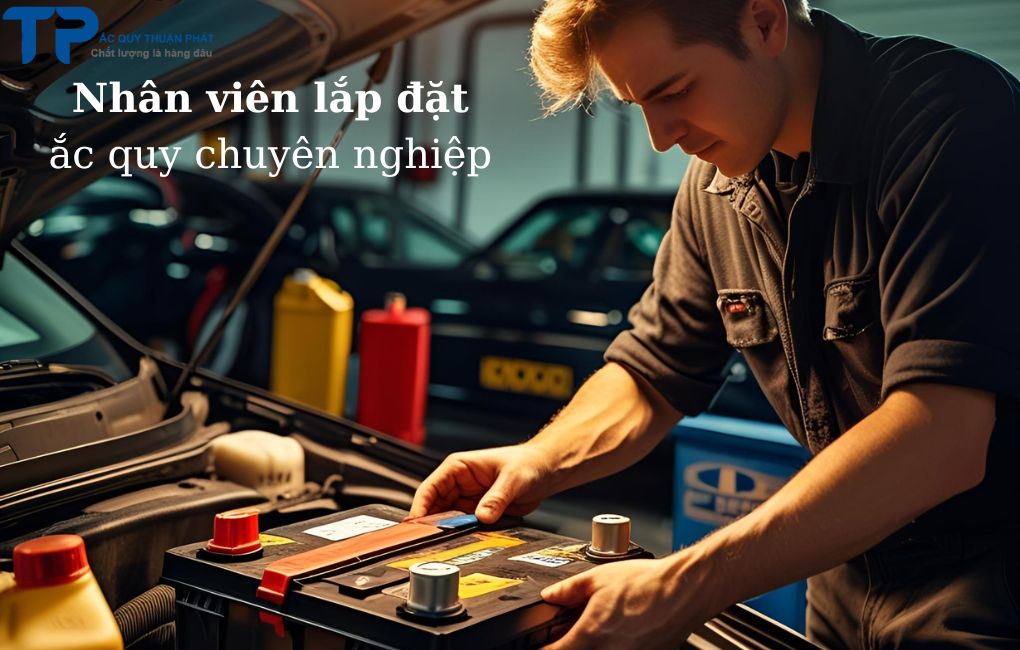Nhân viên lắp đặt ắc quy chuyên nghiệp