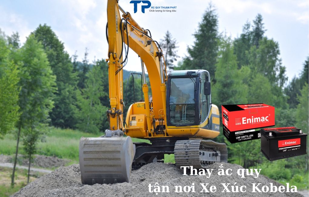 Thay ắc quy tận nơi máy xúc Kobela