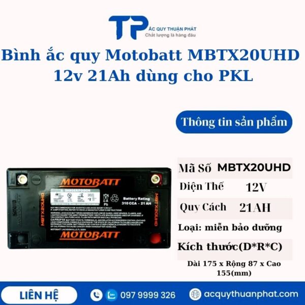 Bình ắc quy Motobatt MBTX29UHD 12V - 21AH dùng cho PKL