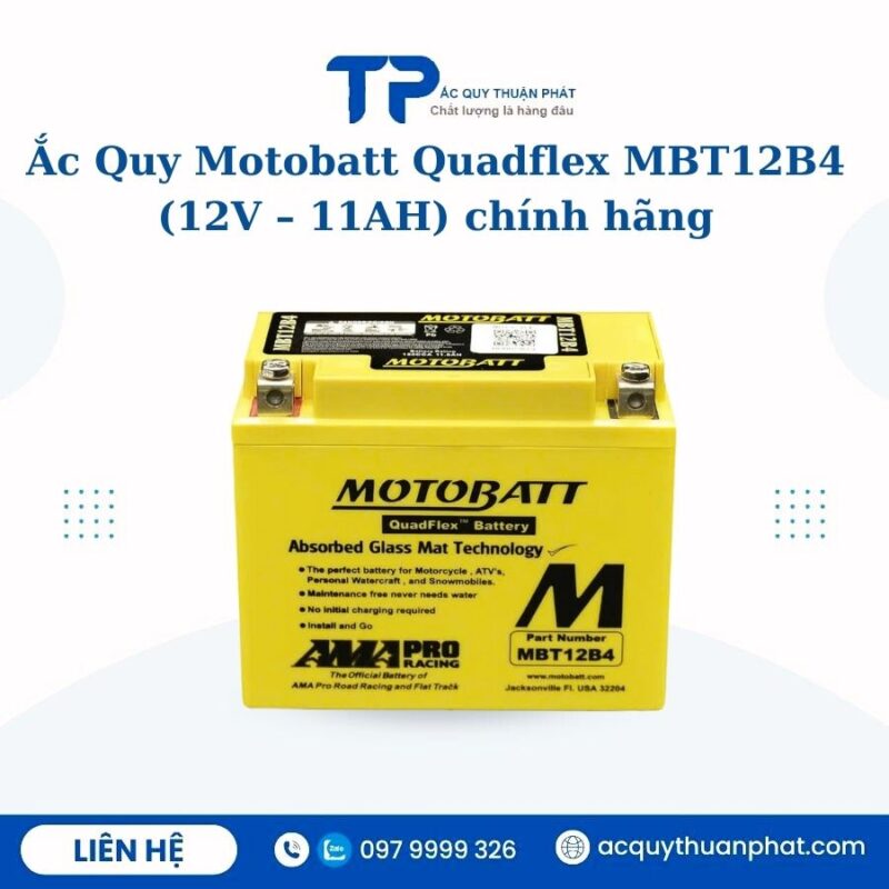 Ắc quy Motobatt Quadflex MBT12B4 12V - 11AH chính hãng