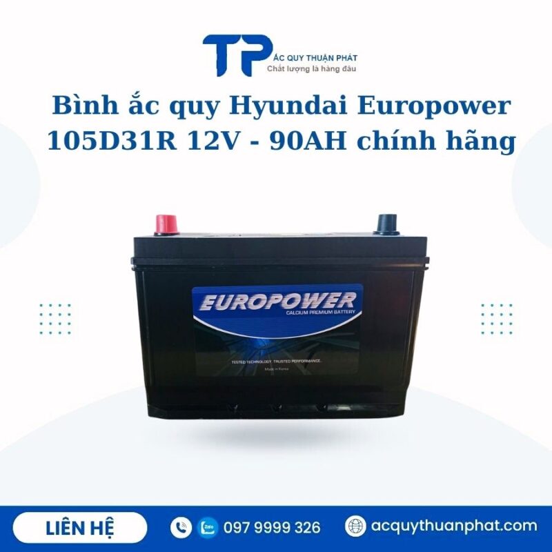 Ắc quy Hyundai Europower 105D31R 12V - 90AH chính hãng