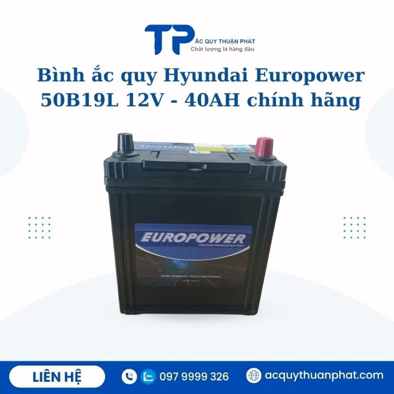 Ắc quy Hyundai Europower 50B19L 12V - 40AH chính hãng