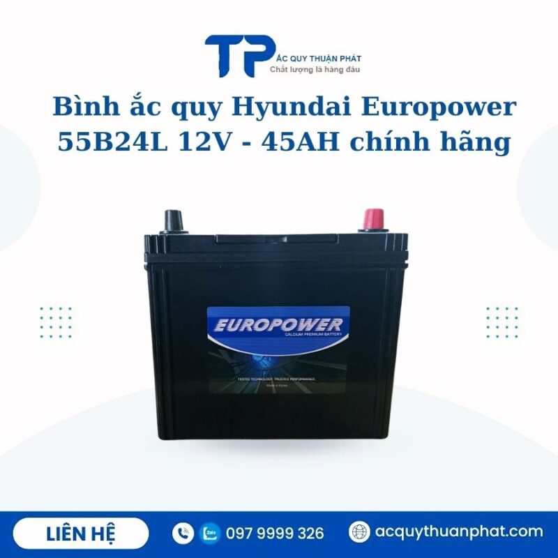 Ắc quy Hyundai Europower 55B24L 12V - 45AH chính hãng