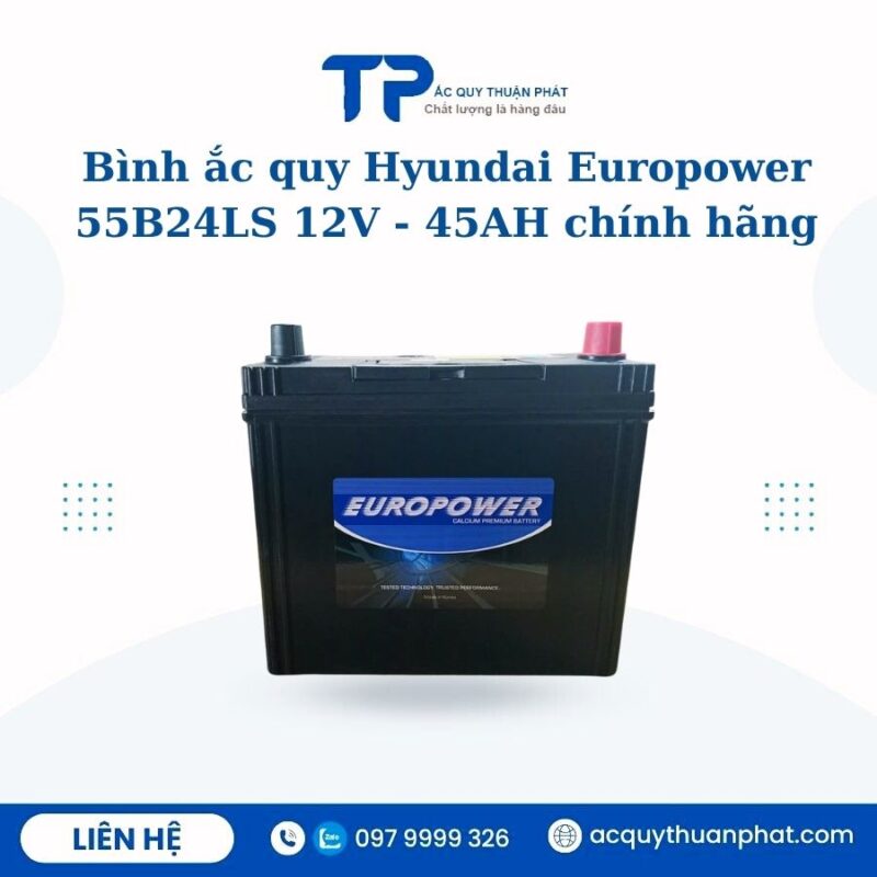 Ắc quy Hyundai Europower 55B24LS 12V - 45AH chính hãng