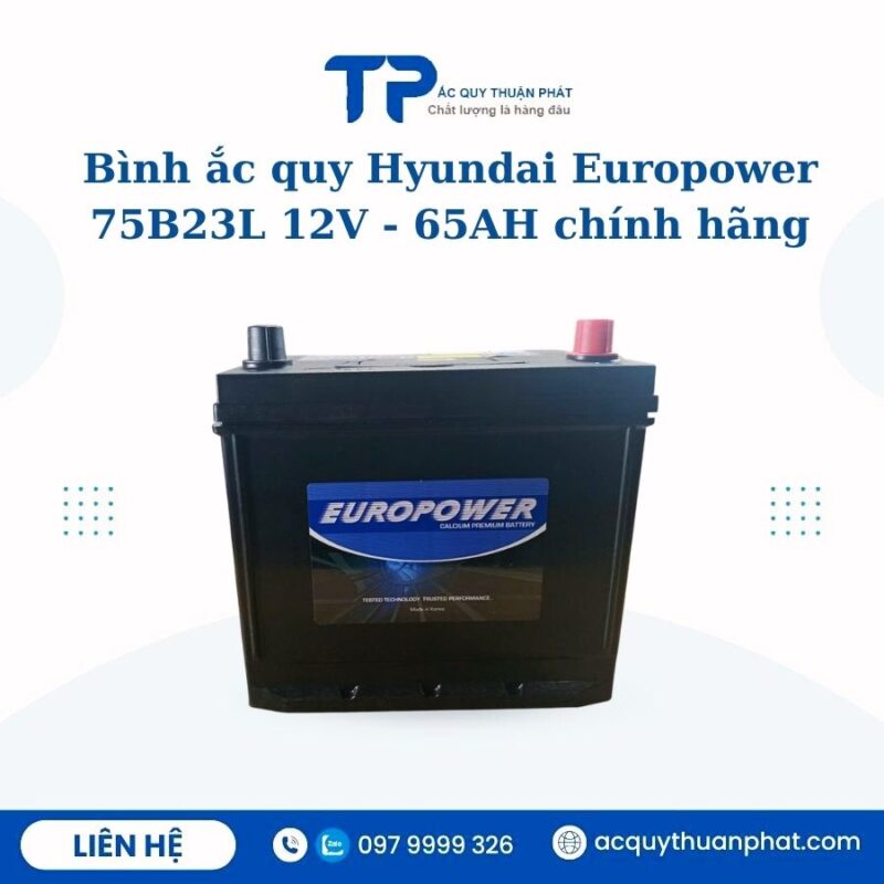 Ắc quy Hyundai Europower 75D23L 12V - 65AH chính hãng