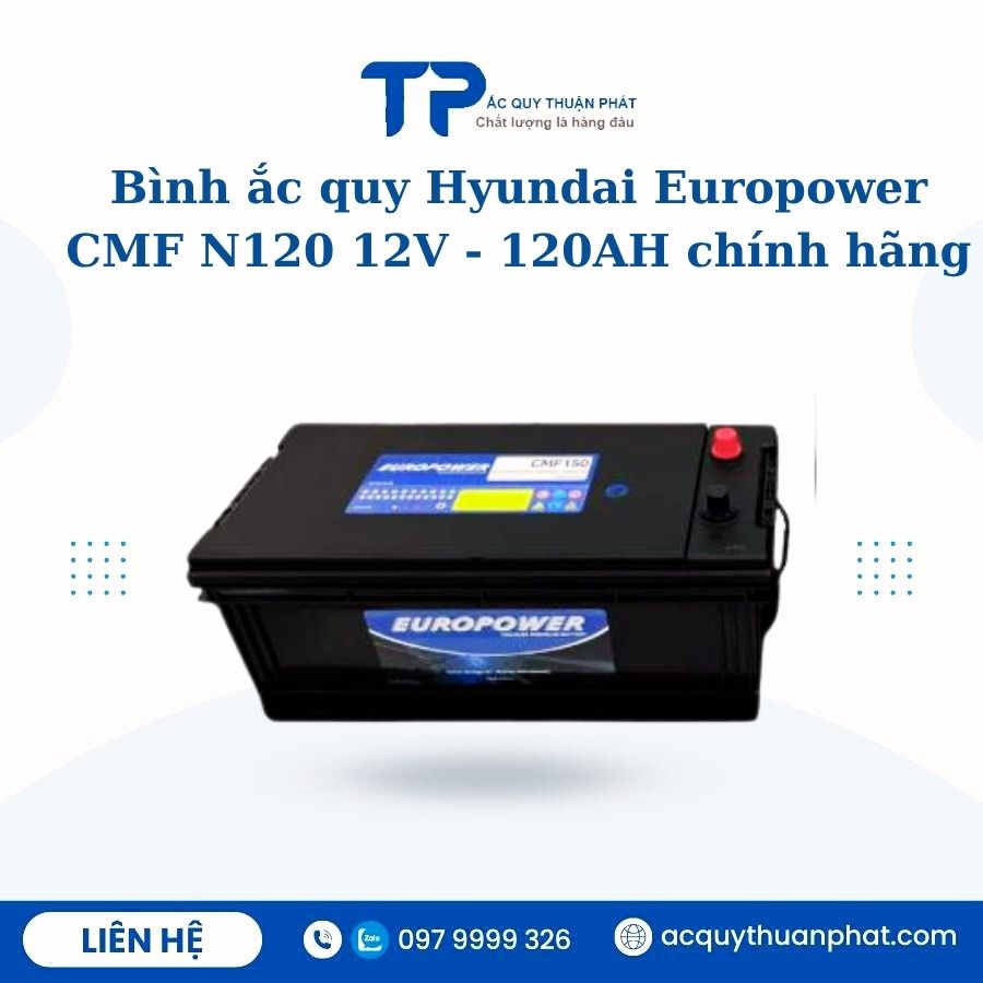 Ắc quy Hyundai Europower CMF N120 12V - 120AH chính hãng Ắc quy Hyundai Europower CMF N120 12V - 120AH chính hãng