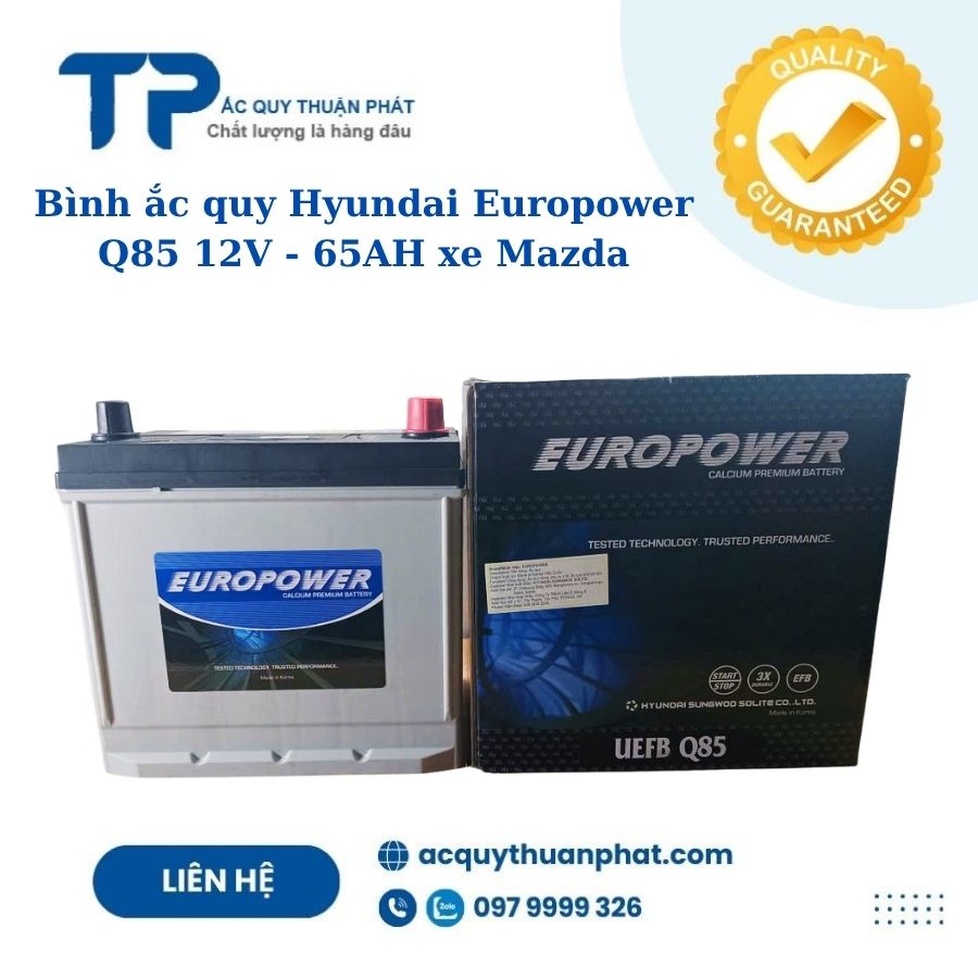 Ắc quy Hyundai Europower Q85 12V - 65AH Ắc quy Hyundai Europower Q85 12V - 65AH