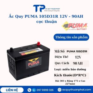 Ắc Quy PUMA 105D31R 12V - 90AH cọc thuận