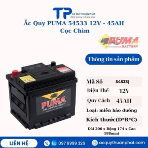 Ắc Quy PUMA 54533 12V - 45AH cọc chìm