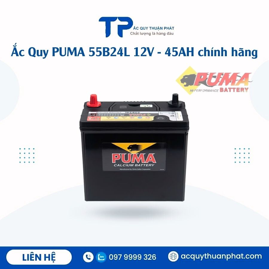Ắc quy PUMA 55B24L 12V - 45AH chính hãng Ắc quy PUMA 55B24L 12V - 45AH chính hãng