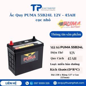 Ắc quy PUMA 55B24L 12V - 45AH cọc nhỏ
