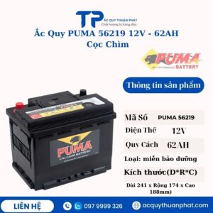 Ắc Quy PUMA 56219 12V - 62AH cọc chìm