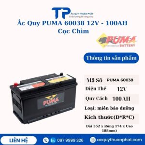 Ắc Quy PUMA 60038 12V - 100AH cọc chìm