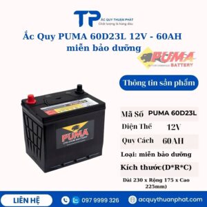 Ắc quy PUMA 60D23L 12V - 60AH miễn bảo dưỡng