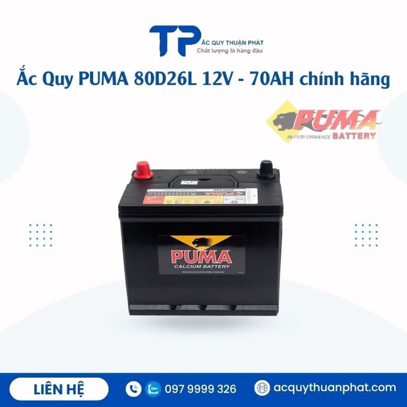 Ắc quy PUMA 80D26L 12V - 70AH chính hãng