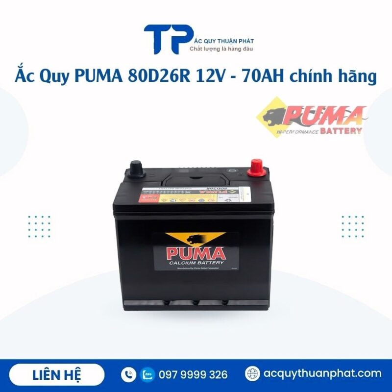 Ắc Quy PUMA 80D26R 12V - 70AH chính hãng