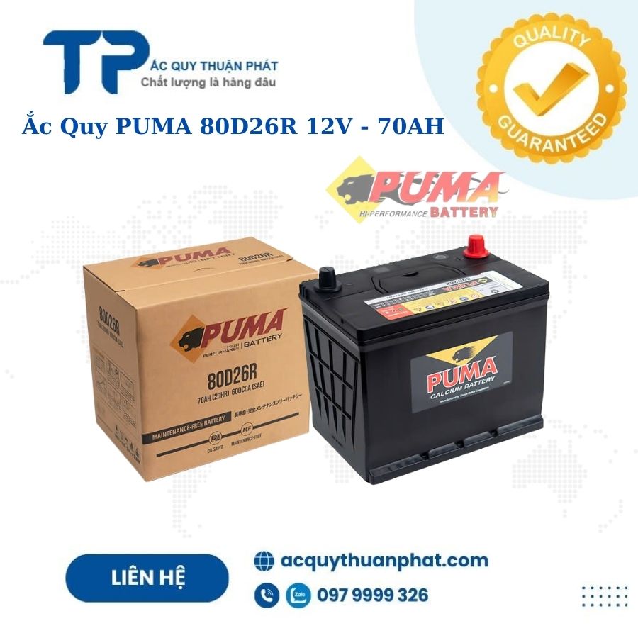 Ắc Quy PUMA 80D26R 12V - 70AH Ắc Quy PUMA 80D26R 12V - 70AH