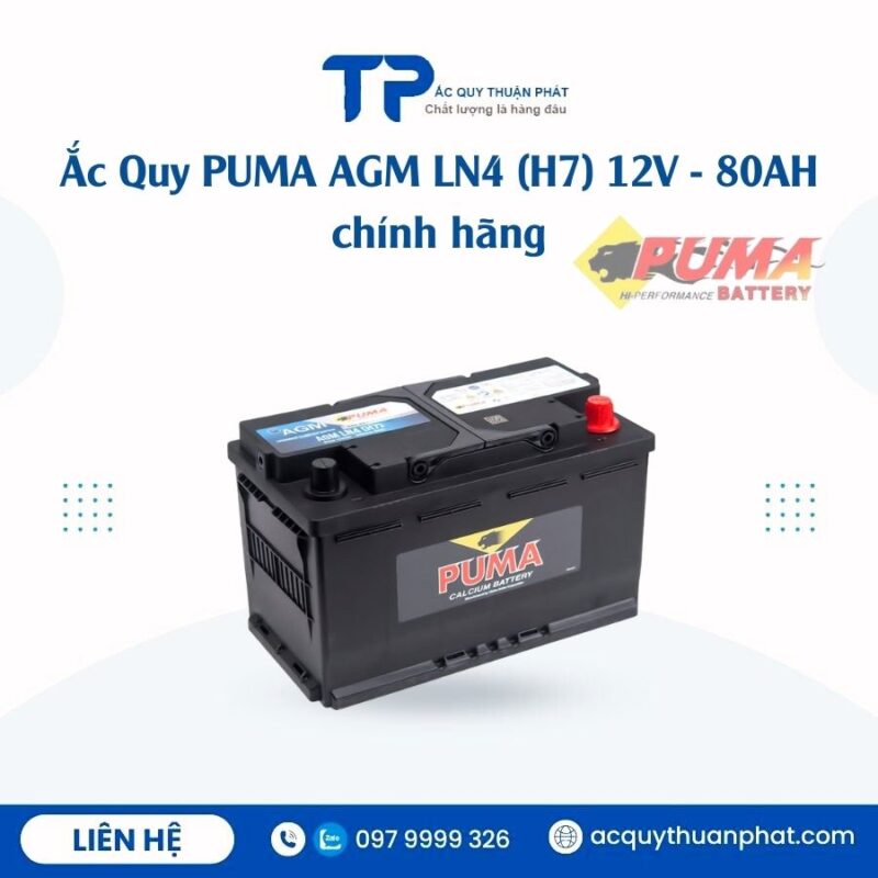 Ắc Quy PUMA AGM LN4 - H7 12V - 80AH chính hãng