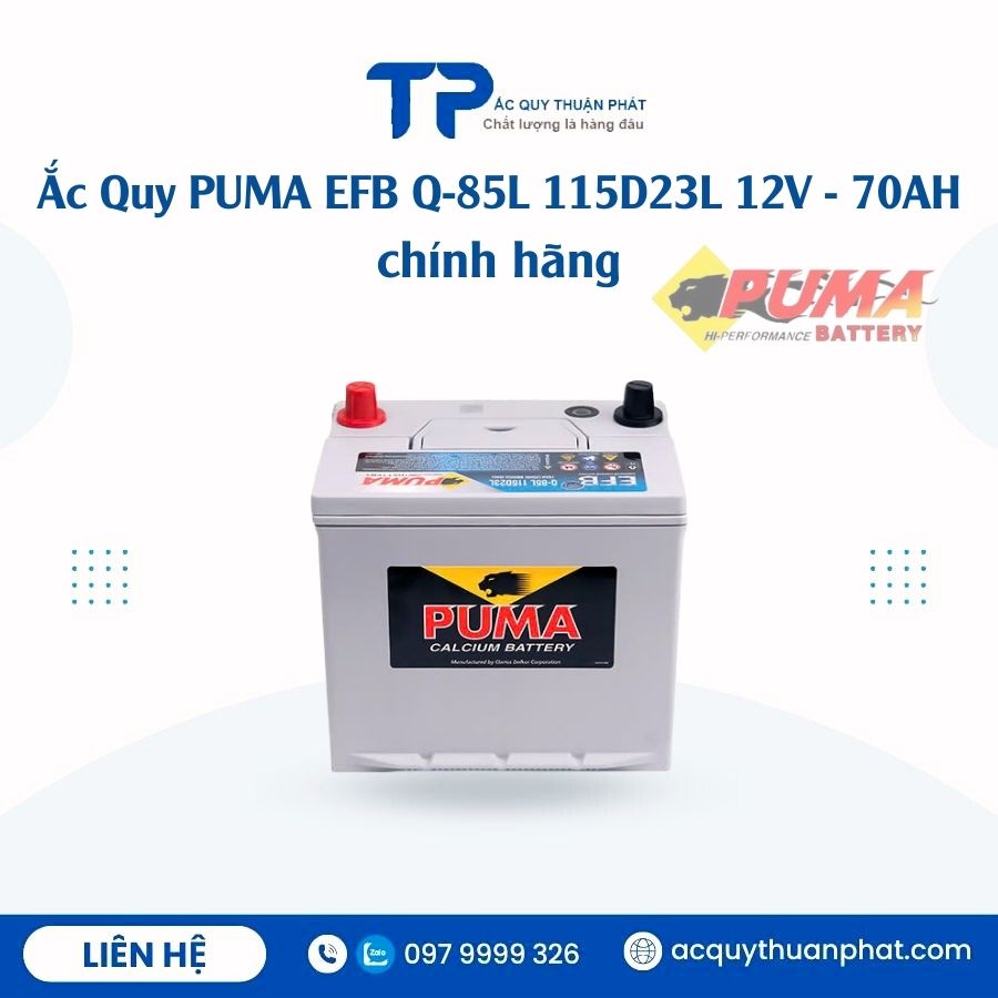 Ắc Quy PUMA EFB Q85L 115D23L 12V - 70AH chính hãng Ắc Quy PUMA EFB Q85L 115D23L 12V - 70AH chính hãng