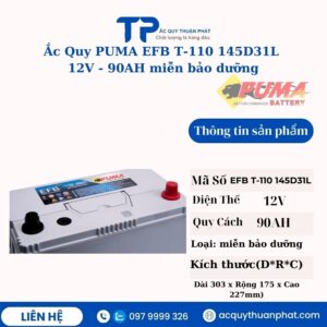 Ắc Quy PUMA EFB T-110 145D31L 12V - 90AH miễn bảo dưỡng
