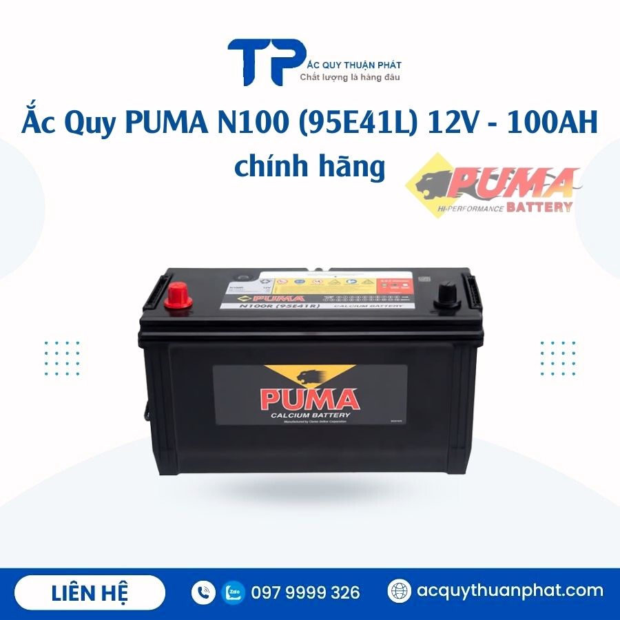 Ắc Quy PUMA N100 95E41L 12V - 100AH chính hãng Ắc Quy PUMA N100 95E41L 12V - 100AH chính hãng