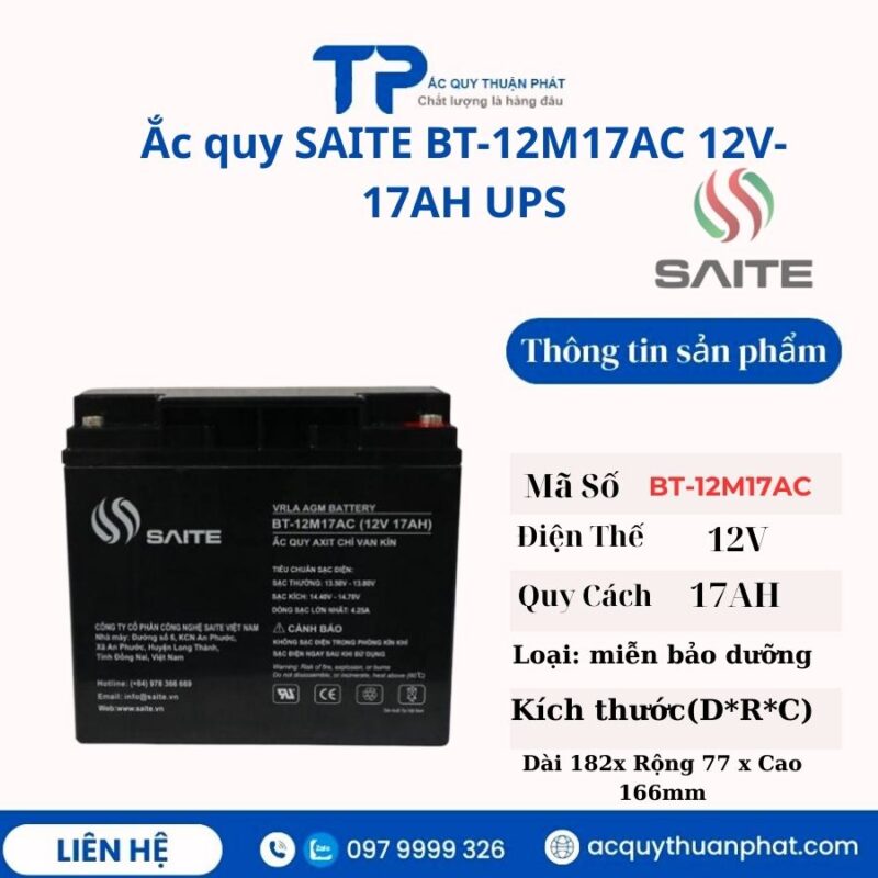 Ắc Quy Saite BT 12M17AC 12V - 17AH UPS