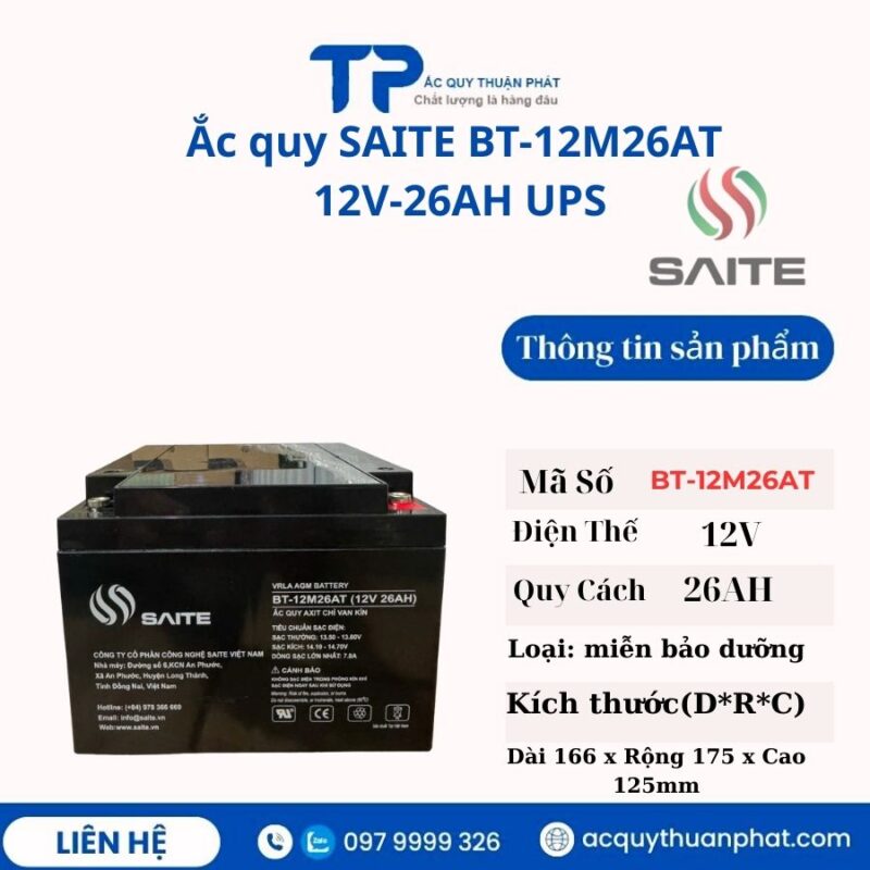 Ắc Quy Saite BT 12M26AT 12V - 26AH UPS