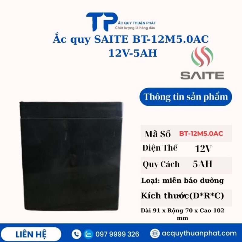 Ắc Quy Saite BT12M5.0AC 12V - 5AH UPS