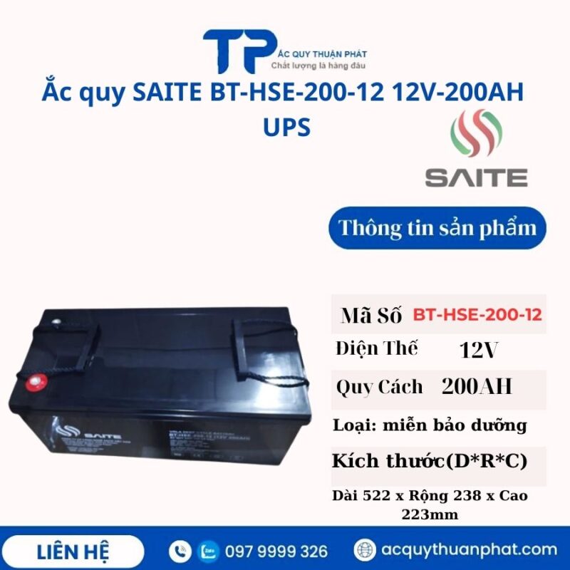 Ắc Quy Saite BT-HSE-200-12 12V - 200AH UPS