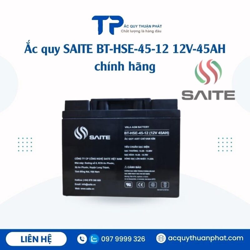 Ắc Quy Saite BT HSE-45-12 12V - 45AH chính hãng