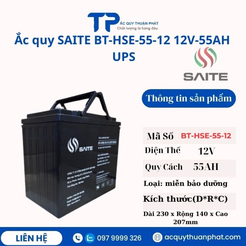 Ắc Quy Saite BT HSE-55-12 12V - 55AH UPS