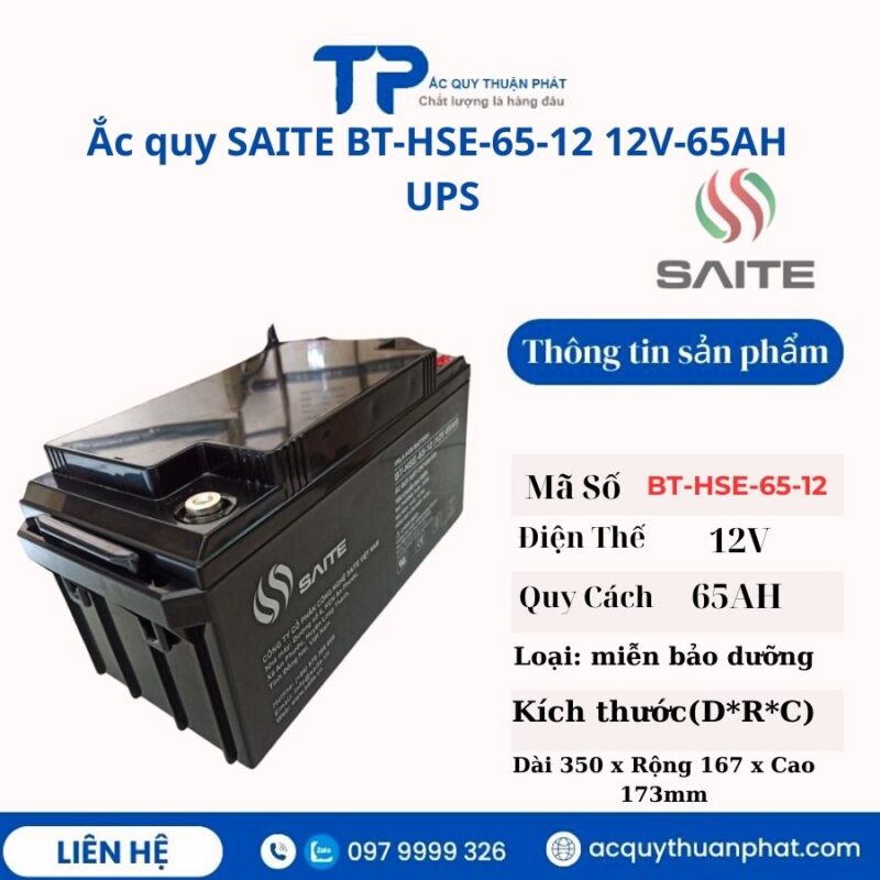 Ắc Quy Saite BT HSE-65-12 12V - 65AH UPS