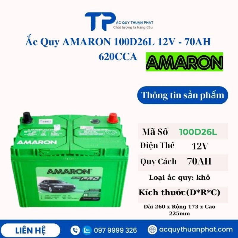 Ắc Quy AMARON 100D26L 12V - 70AH 620CCA
