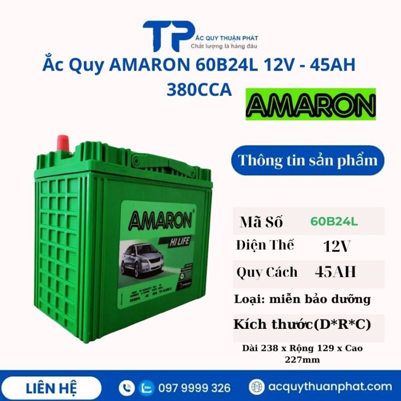 Ắc Quy AMARON 60B24L 12V - 45AH 380CCA