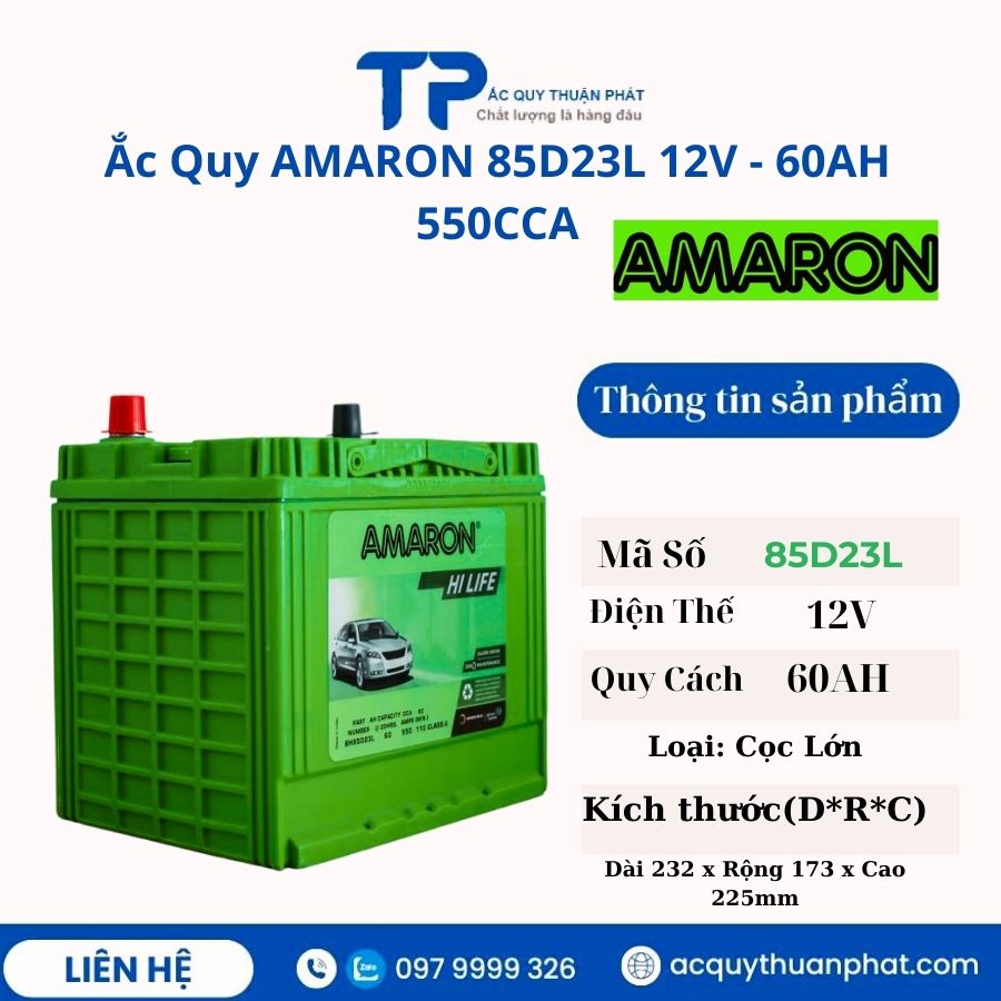 Ắc Quy AMARON 85D23K 12V - 60AH 550CCA